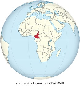 Detailed national location map of CAMEROON within the great continent of Africa