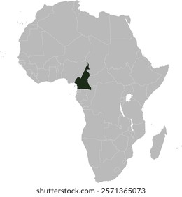 Detailed national location map of CAMEROON within the great continent of Africa