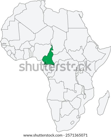 Detailed national location map of CAMEROON within the great continent of Africa