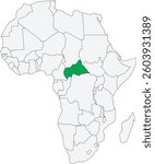 Detailed national location map of CENTRAL AFRICAN REPUBLIC within the great continent of Africa