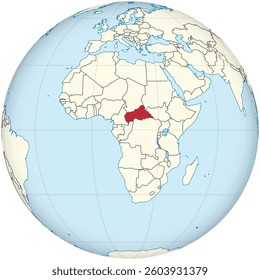 Detailed national location map of CENTRAL AFRICAN REPUBLIC within the great continent of Africa