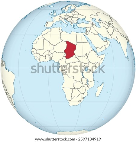 Detailed national location map of CHAD within the great continent of Africa
