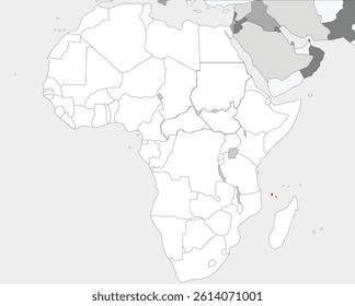 Detailed national location map of COMOROS within the great continent of Africa