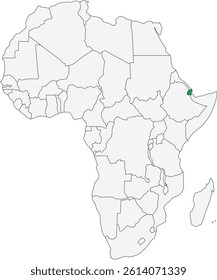 Detailed national location map of DJIBOUTI within the great continent of Africa