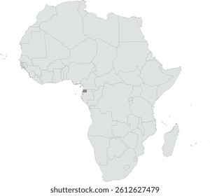 Detailed national location map of EQUATORIAL GUINEA within the great continent of Africa