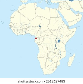 Detailed national location map of EQUATORIAL GUINEA within the great continent of Africa