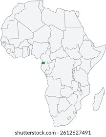 Detailed national location map of EQUATORIAL GUINEA within the great continent of Africa