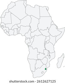 Detailed national location map of ESWATINI within the great continent of Africa