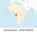 Detailed national location map of GABON within the great continent of Africa