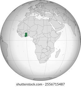 Detailed national location map of GHANA within the great continent of Africa