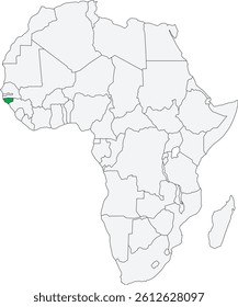 Detailed national location map of GUINEA-BISSAU within the great continent of Africa