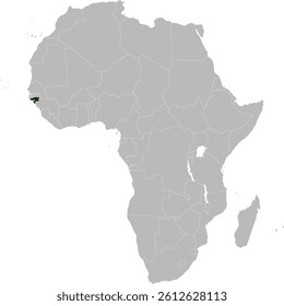 Detailed national location map of GUINEA-BISSAU within the great continent of Africa