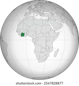 Detailed national location map of IVORY COAST (COTE D'IVOIRE) within the great continent of Africa