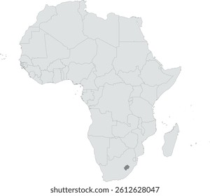 Detailed national location map of LESOTHO within the great continent of Africa