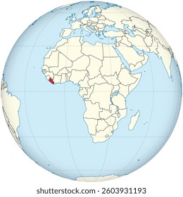 Detailed national location map of LIBERIA within the great continent of Africa
