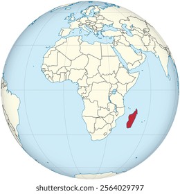 Detailed national location map of MADAGASCAR within the great continent of Africa