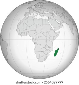 Detailed national location map of MADAGASCAR within the great continent of Africa