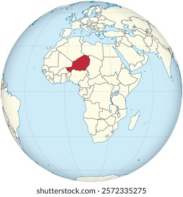 Detailed national location map of NIGER within the great continent of Africa