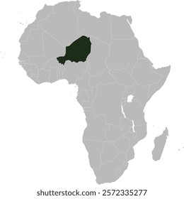 Detailed national location map of NIGER within the great continent of Africa