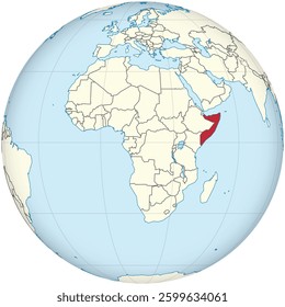 Detailed national location map of SOMALIA within the great continent of Africa