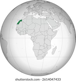 Detailed national location map of WESTERN SAHARA within the great continent of Africa