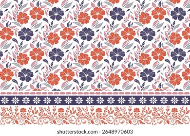 motivo natureza detalhada em uma linha floral padrão sem emenda com borda decorativa ideal para impressões de travesseiro e desenhos têxteis caseiros

