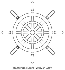 Detailed nautical ship wheel coloring page for kids and adults. Perfect for creative, relaxing activities and nautical enthusiasts.