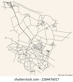 Detaillierte Navigation mit schwarzen Linien Stadtstraßen Karte des BORNIM DISTRICT der deutschen Landeshauptstadt Potsdam auf beigem Hintergrund