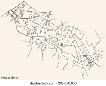 Detailed navigation urban street roads map on vintage beige background of the quarter Holzlar sub-district of the German capital city of Bonn, Germany