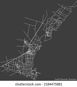 Mapa detallado negativo de las líneas blancas de navegación en las calles urbanas del DISTRITO GROSS GLIENICKE de la capital regional alemana de Potsdam, Alemania sobre fondo gris oscuro