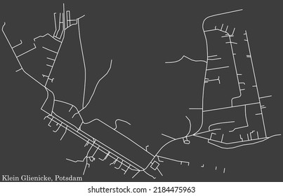 Detaillierte Karte mit Negativnavigationslinien der Stadtstraßen des KLEIN GLIENICKE DISTRICT der deutschen Landeshauptstadt Potsdam auf dunkelgrauem Hintergrund