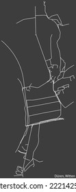 Detailed negative navigation white lines urban street roads map of the DÜREN MUNICIPALITY of the German regional capital city of Witten, Germany on dark gray background