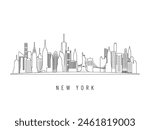 Detailed New York skyline vector illustration. NYC buildings in line art style, perfect for modern designs.