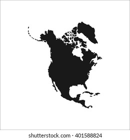 Detailed North America Continent Simple Icon On White Background