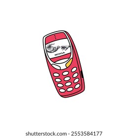 A detailed and nostalgic vector illustration of an old Nokia phone, featuring its iconic shape and button layout. Ideal for retro-themed projects, tech nostalgia branding, or digital artwork