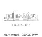 Detailed Oklahoma City skyline vector illustration. Oklahoma City buildings in line art style, perfect for modern designs.