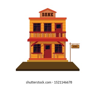 Detailed Old Western Bank Illustration