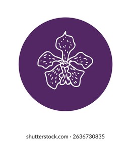 Detailed orchid flower icon in line art format, designed for nature-inspired layouts and tropical graphics.