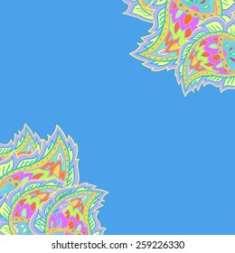 Detailed ornament background for bright design, vector. Colorful blue vector background for greeting cards. Vintage colorful banner. Retro vintage patterns, bright design for greeting cards.