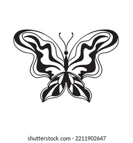 Detailed ornamental sketch of a moth,Hand drawn zentangle for adult anti stress.