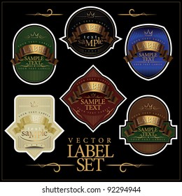 Detailed ornate various color label set.