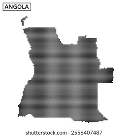 A detailed outline of Angola is represented using dot patterns, showcasing the country's geographical shape.