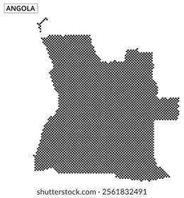 A detailed outline of Angola is represented using dot patterns, showcasing the country's geographical shape.