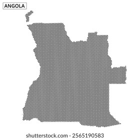 A detailed outline of Angola is represented using dot patterns, showcasing the country's geographical shape.