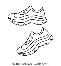 Detailed outline of athletic shoes designed for running and sports activities