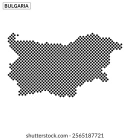 Detailed outline of Bulgaria presented in a dotted style, highlighting the country's geographic boundaries and shape.