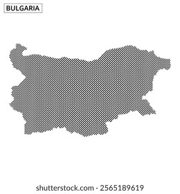 Detailed outline of Bulgaria presented in a dotted style, highlighting the country's geographic boundaries and shape.