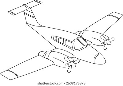 Detailed outline of a classic seaplane, perfect for children's coloring books and aviation-themed projects
