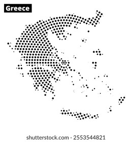 A detailed outline of Greece showcases its geographic features with unique textural patterns highlighting prominent areas.