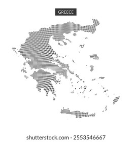 A detailed outline of Greece showcases its geographic features with unique textural patterns highlighting prominent areas.